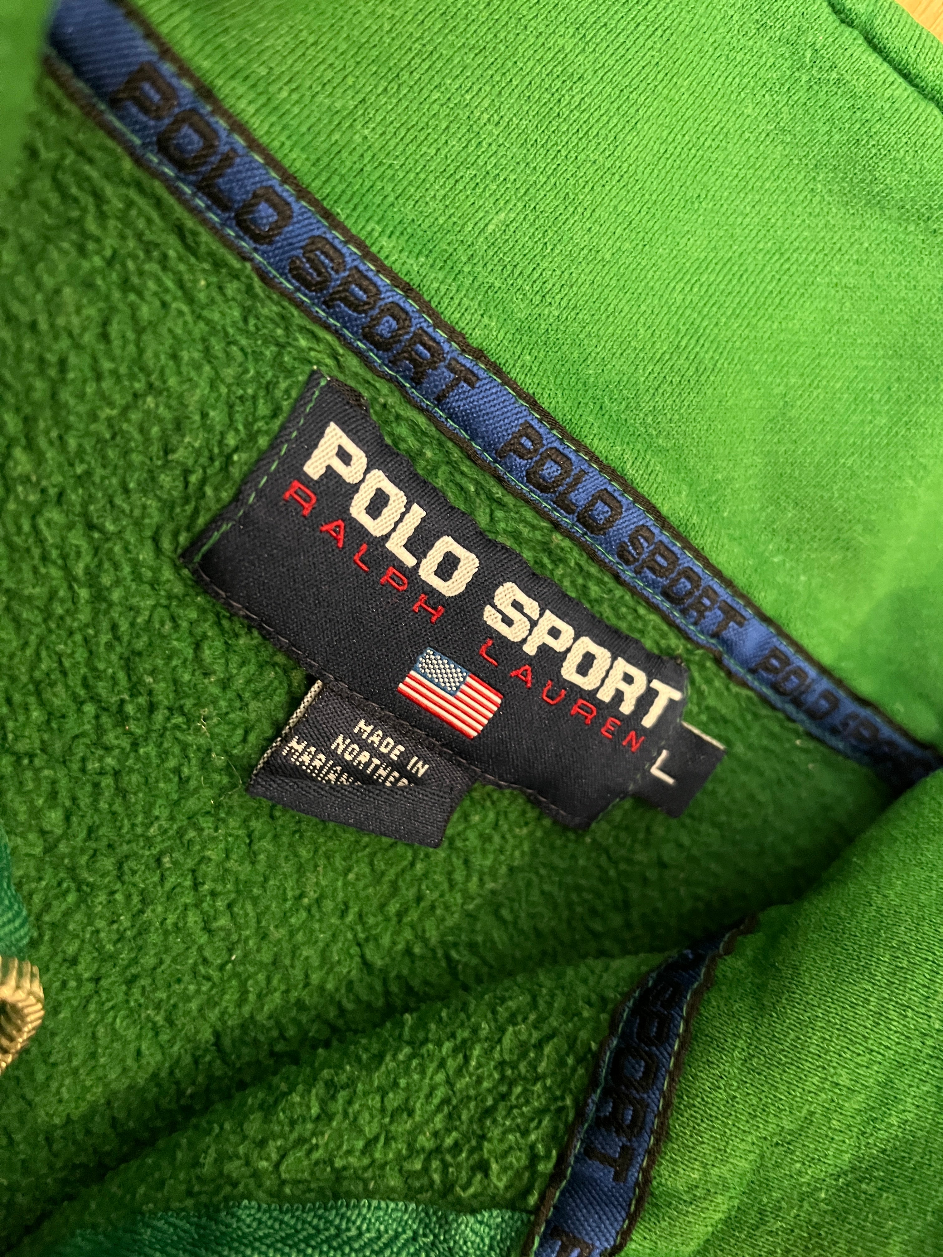 Polo Sport Ralph Lauren green quarter zip label size large