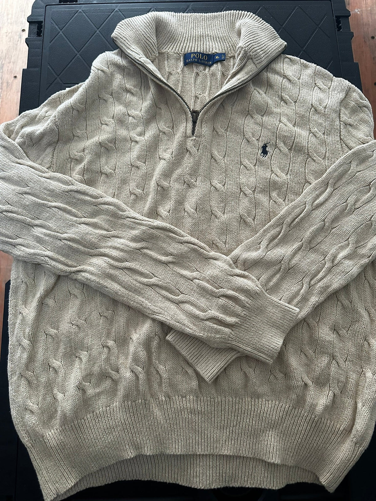 XL Beige Polo Ralph Lauren 1/4 Zip Sweater