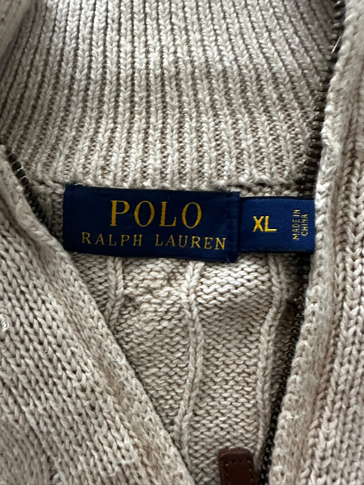 XL Beige Polo Ralph Lauren 1/4 Zip Sweater