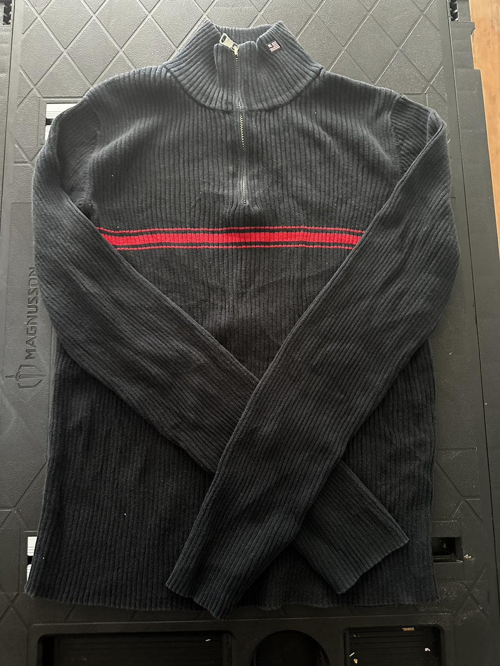 XL Black And Red 1/4 Zip Polo sweater