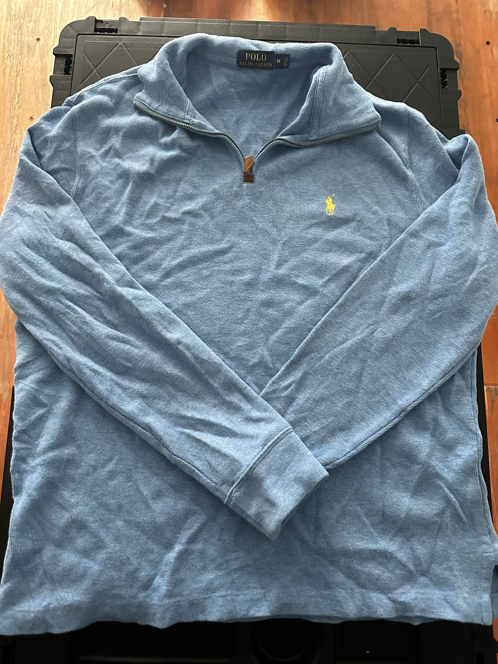 Medium Light Blue 1/4 Zip Polo Sweater