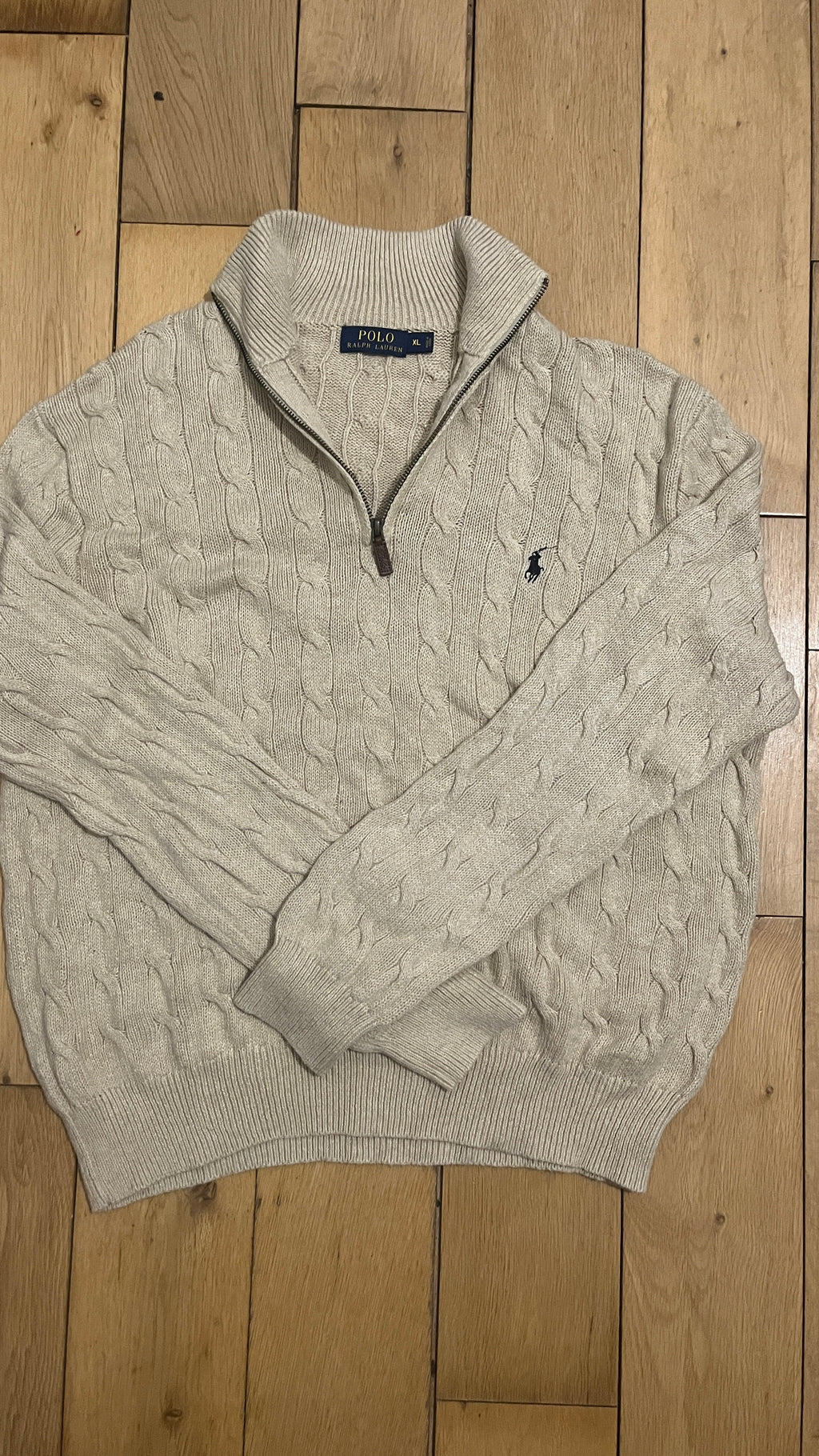 Cream Polo 1/4 Zip Sweatshirt - XL