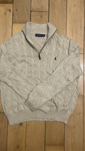Cream Polo 1/4 Zip Sweatshirt - XL