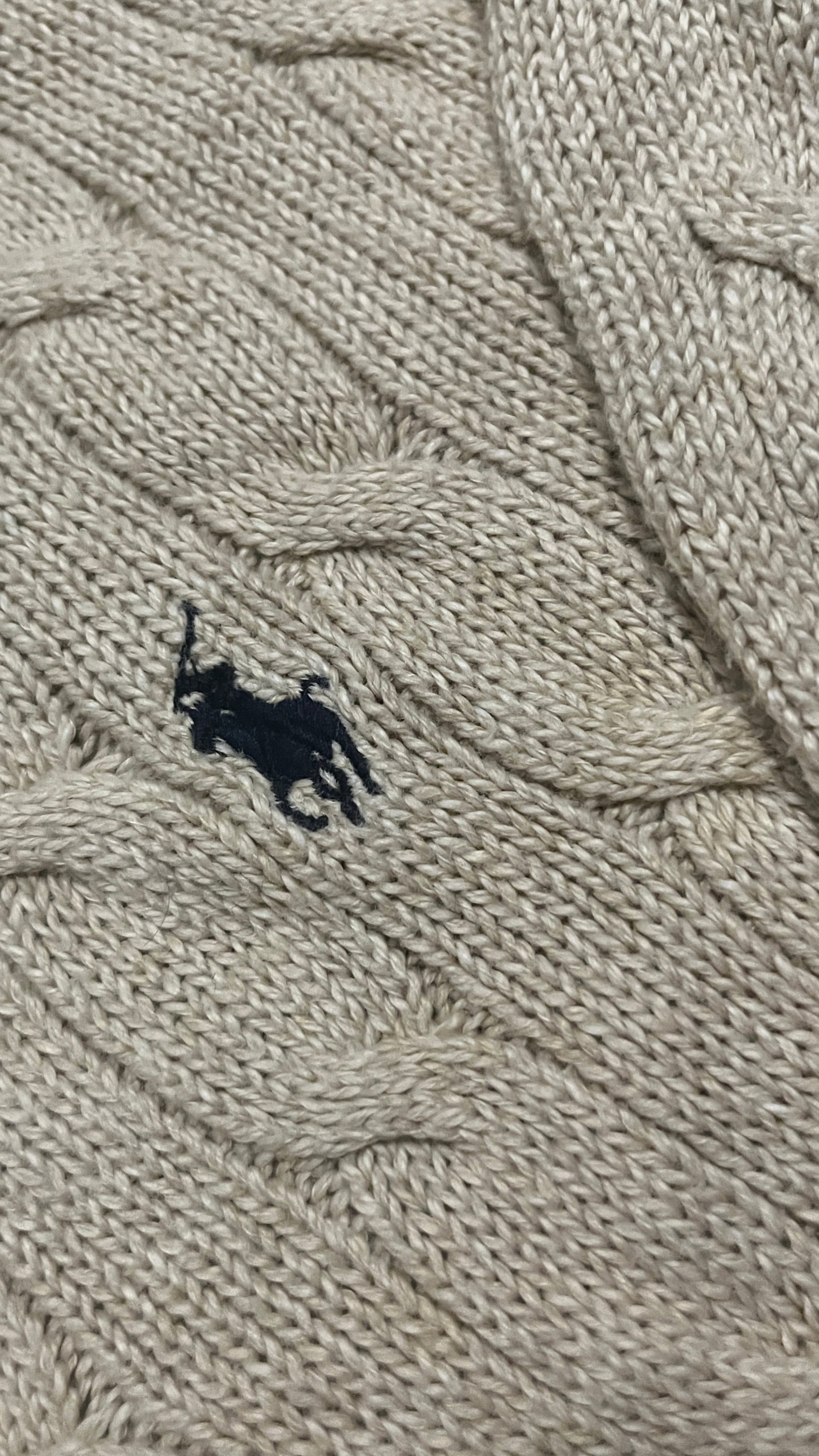 Cream Polo 1/4 Zip Sweatshirt - XL