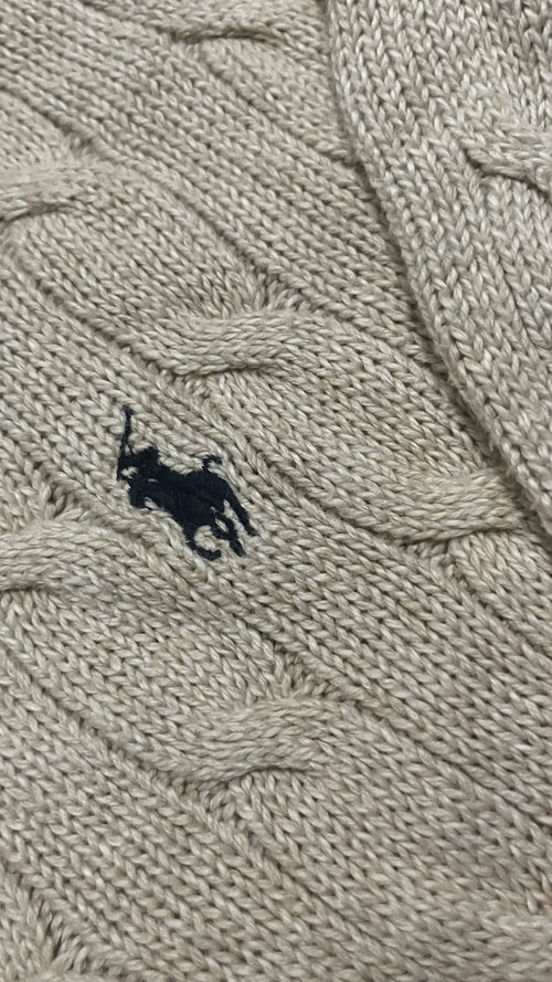Cream Polo 1/4 Zip Sweatshirt - XL