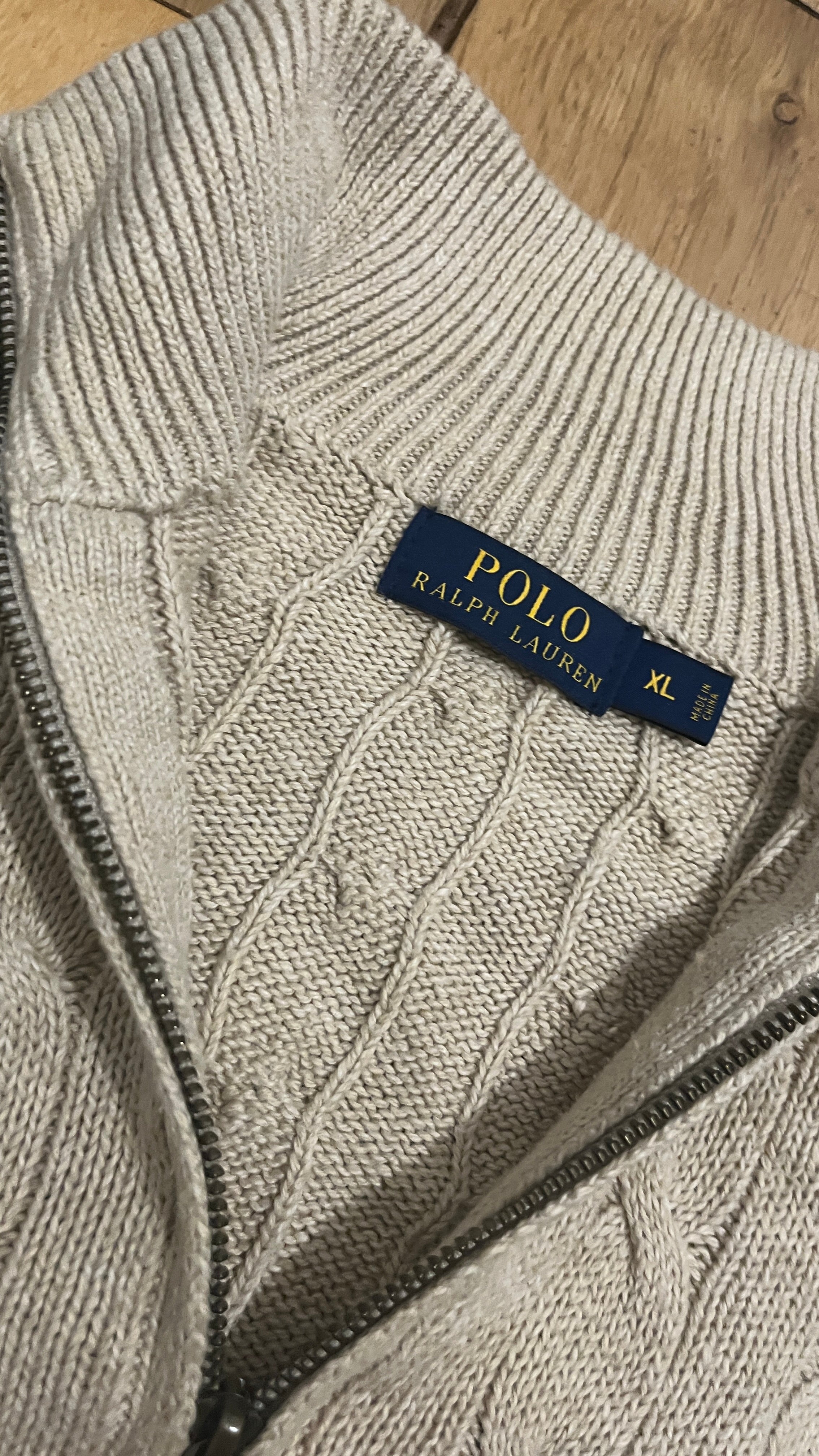 Cream Polo 1/4 Zip Sweatshirt - XL